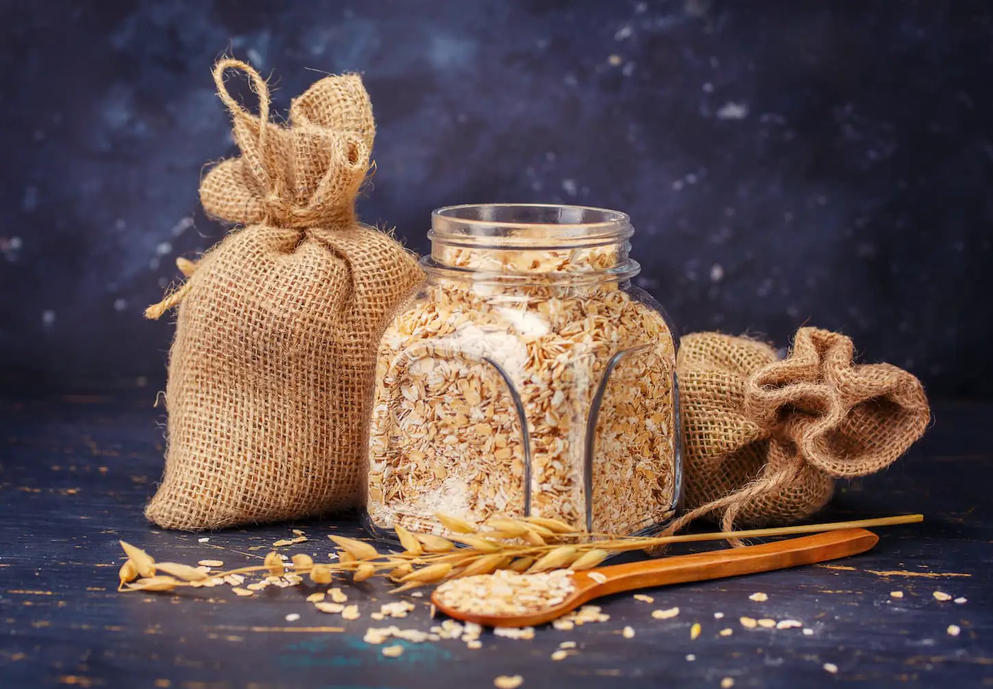 An image of oatmeal in a glass jar.